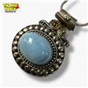 Image 1 : .925 Sterling Silver Blue Larimar Necklace - 27 x 35 mm pendant on 24" Sterling Chain - Total weight