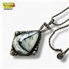 Image 1 : .925 Sterling Silver Dendritic Opal Necklace - 42 x 60 mm pendant on 21" Sterling Chain - Total weig
