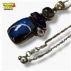 Image 1 : .925 Sterling Silver Labradorite & Amethyst Necklace - 21 x 40 mm pendant on 23" Sterling Chain - To