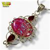 Image 1 : New Sterling Silver Pink Triplet Opal & Garnet Necklace - (36 x 54 mm pendant on 20" chain) - Total