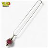 Image 2 : New Sterling Silver Pink Triplet Opal & Garnet Necklace - (36 x 54 mm pendant on 20" chain) - Total