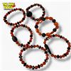 Image 1 : 6 Carnelian & Black Onyx Stretch Bracelets - Beads range from 8 mm -12 mm