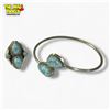 Image 1 : Sterling Silver Larimar  Gemstone Bangle  Bracelet & Ring Set  (Ring  is 28mm wide) - Total weight: