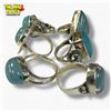 Image 5 : 6 New .925 Sterling Silver Blue Chalcedony Rings -  Longest ring is 25 mm - Total Weight: 53 grams