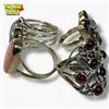 Image 2 : 4 New Sterling Silver Gemstone Rings -  Total weight: 29.5 grams