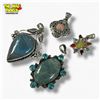 Image 1 : 4 New Sterling Silver & Gemstone Pendants - Total Weight: 47.6 grams