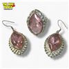 Image 1 : .925 Sterling Pink Amethyst Marquise Cut Ring & Earrings Set (ring is 27 mm wide)-  Total weight: 24