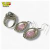 Image 3 : .925 Sterling Pink Amethyst Marquise Cut Ring & Earrings Set (ring is 27 mm wide)-  Total weight: 24