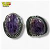 Image 2 : 6 New .925 Sterling Silver Polished Amethyst  Rings - Longest ring is 30 mm - Total Weight: 52.5 gra
