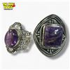 Image 3 : 6 New .925 Sterling Silver Polished Amethyst  Rings - Longest ring is 30 mm - Total Weight: 52.5 gra