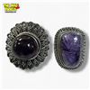 Image 4 : 6 New .925 Sterling Silver Polished Amethyst  Rings - Longest ring is 30 mm - Total Weight: 52.5 gra