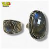 Image 4 : 6 New .925 Sterling Silver Polished Labradorite Rings - Longest ring is 32 mm - Total Weight: 54 gra