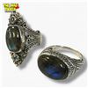 Image 6 : 6 New .925 Sterling Silver Polished Labradorite Rings - Longest ring is 32 mm - Total Weight: 54 gra