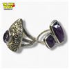 Image 3 : 6 New .925 Sterling Silver Amethyst Rings - Longest ring is 35.5 mm long - Total Weight: 57.8 grams