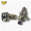 Image 4 : 6 New .925 Sterling Silver Amethyst Rings - Longest ring is 35.5 mm long - Total Weight: 57.8 grams