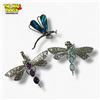 Image 1 : 3 Sterling Silver Dragonfly Jewelry - 2 Gemstone Pendants & 1 Abalone Brooch - Total weight:  grams