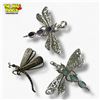 Image 2 : 3 Sterling Silver Dragonfly Jewelry - 2 Gemstone Pendants & 1 Abalone Brooch - Total weight:  grams