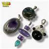 Image 1 : 4 New Sterling Silver & Gemstone Pendants - Total Weight: 54.7 grams