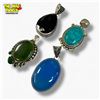 Image 1 : 4 New Sterling Silver & Gemstone Pendants - Total Weight: 65.7 grams