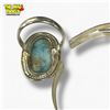 Image 2 : Sterling Silver Larimar  Gemstone Cuff Bracelet & Ring Set  (Bracelet is 29 mm wide) - Total weight:
