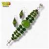 Image 1 : .925 Sterling Green Turquoise & Peridot Bracelet & Earrings Set (Bracelet is 1.5" wide)- Total weigh