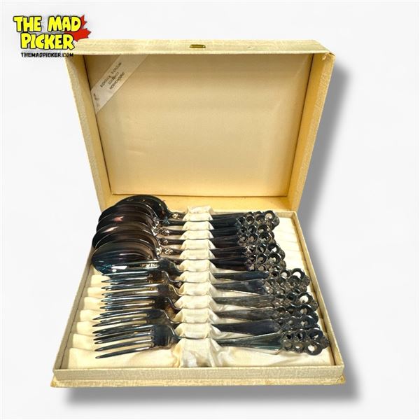 Early 20th Century David Andersen Norway Norrona Silver Plated Dessert Fork & Spoon Set - 6 Each of