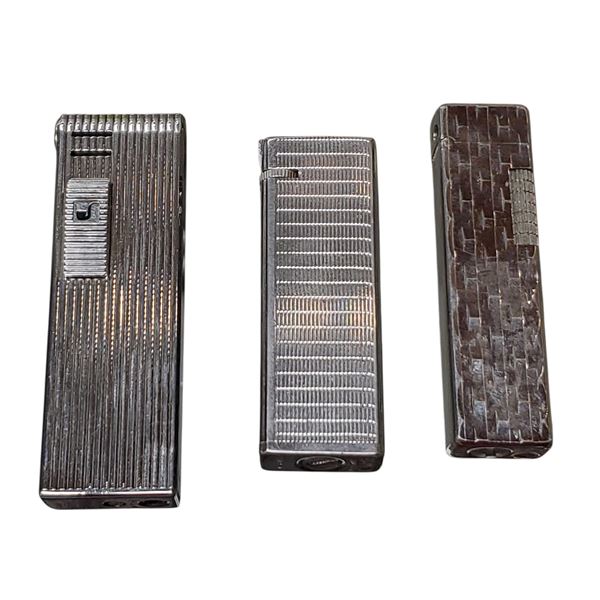 Collection of 3 Vintage Chrome Lighters BMJ Korea, Craft Japan, Sarome Japan Mid-Century Modern