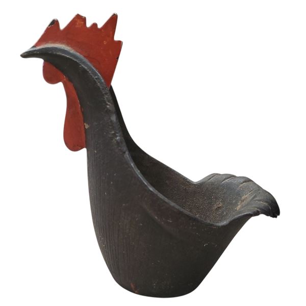Vintage EMIG 1367 Cast Iron Rooster Planter 8.5x8 Inch Mid-Century Farmhouse Decor