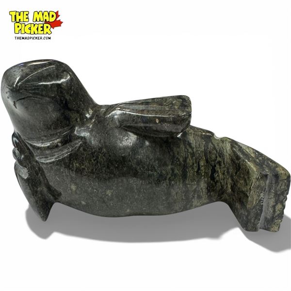 Carved Stone Seal Sculpture - 2.5" x 5" x 3" tall