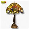 Image 1 : Vintage Tiffany Style Art Nouveau Floral Stained Glass Table Lamp 28" Tall