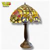 Image 2 : Vintage Tiffany Style Art Nouveau Floral Stained Glass Table Lamp 28" Tall
