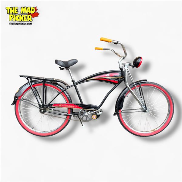 Vintage Schwinn Black Phantom Cruiser Cantilever Frame Bicycle Black & Red Iconic Bike