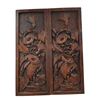 Image 1 : Art Nouveau Wood Relief Carving Floral Motif 19x24 Inch Dark Heavy Panel