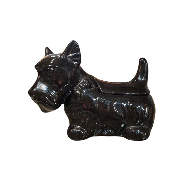 Vintage Black Scottish Terrier Dog Cookie Jar Glazed Ceramic 12.5 Inch