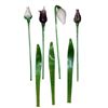 Image 1 : Handcrafterd Floral Glass Tulips and Leaves 18" Long Art Glass