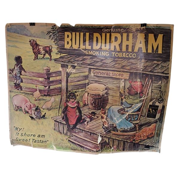 Vintage Genuine Durham Smoking Tobacco Paper AD Sign 24x19 Inch Damaged