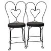 Image 1 : Pair of Early 20th-Century Wrought Iron Ice Cream Parlor Chairs Black Heart Back