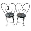 Image 2 : Pair of Early 20th-Century Wrought Iron Ice Cream Parlor Chairs Black Heart Back