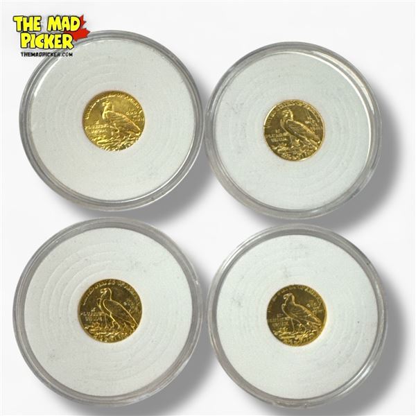 Set of 4 Reproduction 1925 Indian Head 2 1/2 Dollar Coins Gold Plated 1912-1915