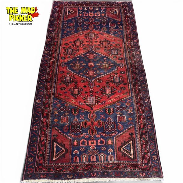 Zanjan Region Hand-Knotted Wool Persian Rug Geometric Design 190x91cm Iran Made in Iran
