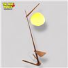 Image 1 : Mid-Century Modern Teak Cantilever Floor Lamp with Pleated Sphere Shade