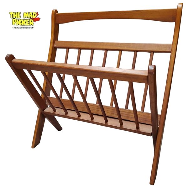 Mid-Century Modern Teak Folding Magazine Rack - 16 1/2in Length