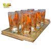 Image 1 : Set of Vintage Vibrant Red & Gold Design Pheasants Highball Glasses with Serving Tray