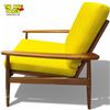 Image 2 : Mid-Century Modern Grete Jalk Style Teak Armchair Yellow Cushions 31in X 27.5in X 28in
