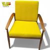 Image 4 : Mid-Century Modern Grete Jalk Style Teak Armchair Yellow Cushions 31in X 27.5in X 28in