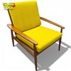 Image 5 : Mid-Century Modern Grete Jalk Style Teak Armchair Yellow Cushions 31in X 27.5in X 28in