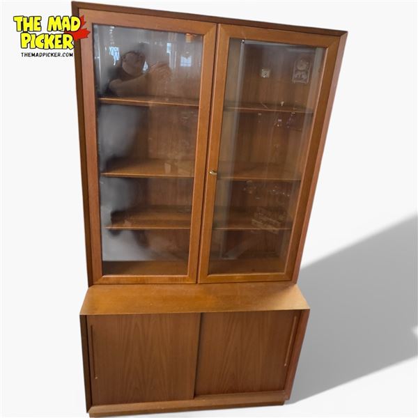 Poul Hundevad Style Mid-Century Teak Display Cabinet with Glass Doors - 39 1/2 X 18 1/2 X 72in Tall