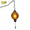 Image 1 : 1960s-1970s  Amber Glass Hanging Swag Lamp - Pendant Approx 24in Tall