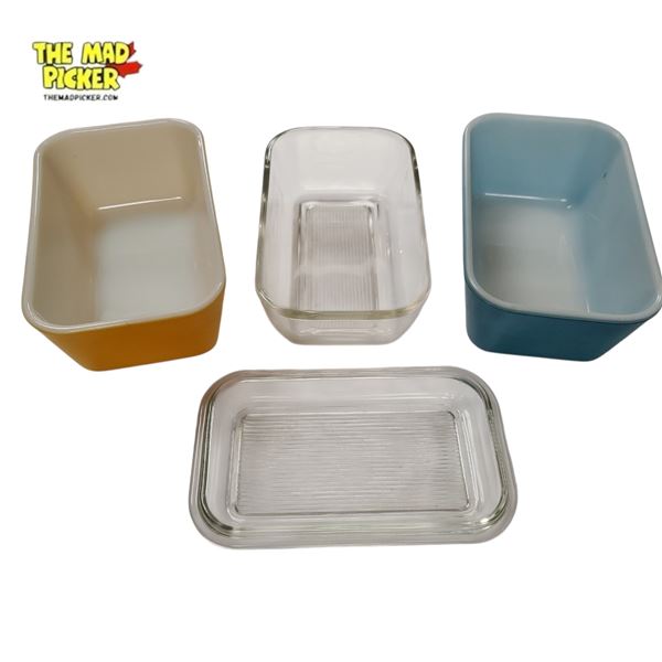 Vintage Pyrex Primary Colours Refrigerator Dishes.