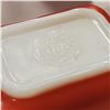 Image 3 : 8pc Vintage Pyrex Primary Red and Orange Refrigerator Dishes.